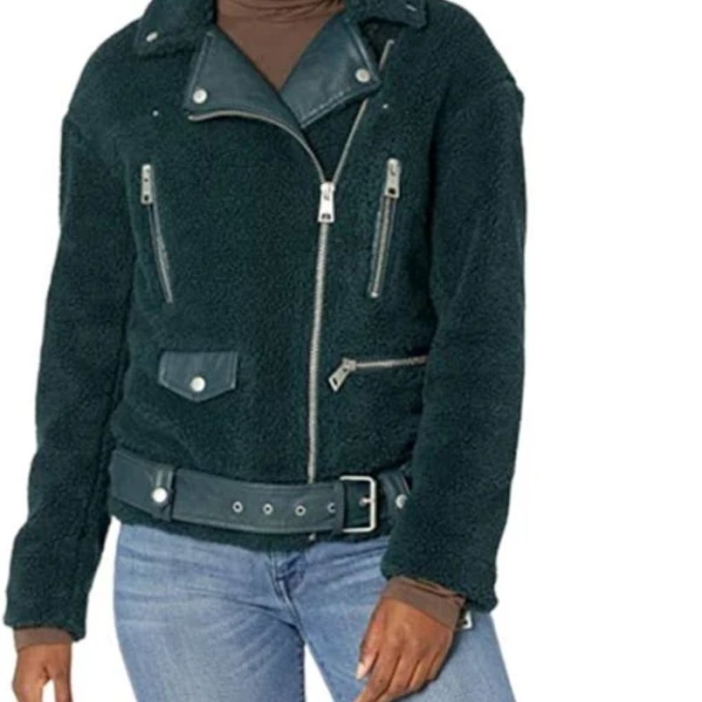 Levi's Sherpa Oversized Belted Motorcycle Jacket in Tea